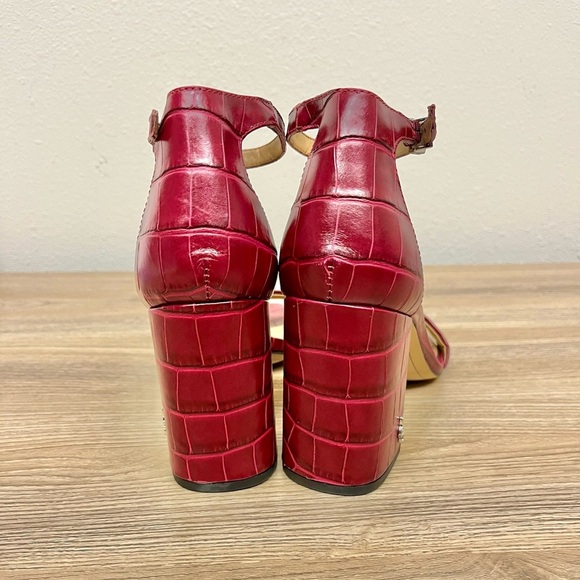 Sam Edelman Daniella Berry Squared Toe Ankle Strap Block Heeled Sandals - Sz 8.5 - Picture 9 of 10